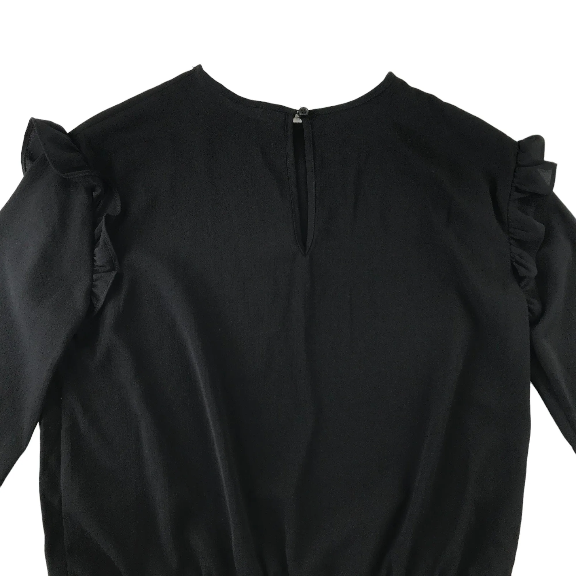 H&M blouse 12-13 years black frilled shoulder details and elasticated waist