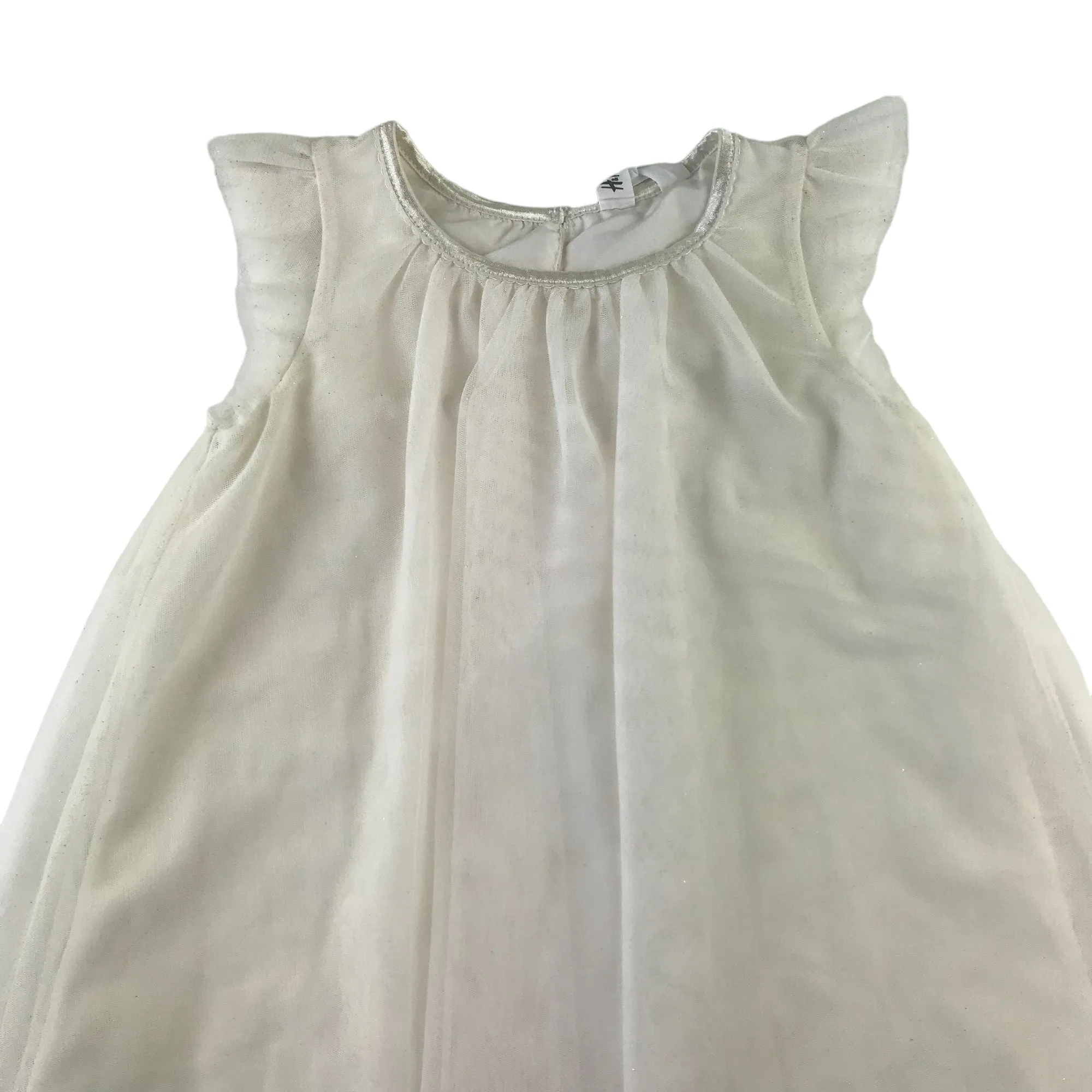 H&M dress 6-7 years white A-line mesh overlay sleeveless