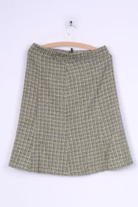 H&M Womens 38 M Midi Skirt Green A-line Pleated Check