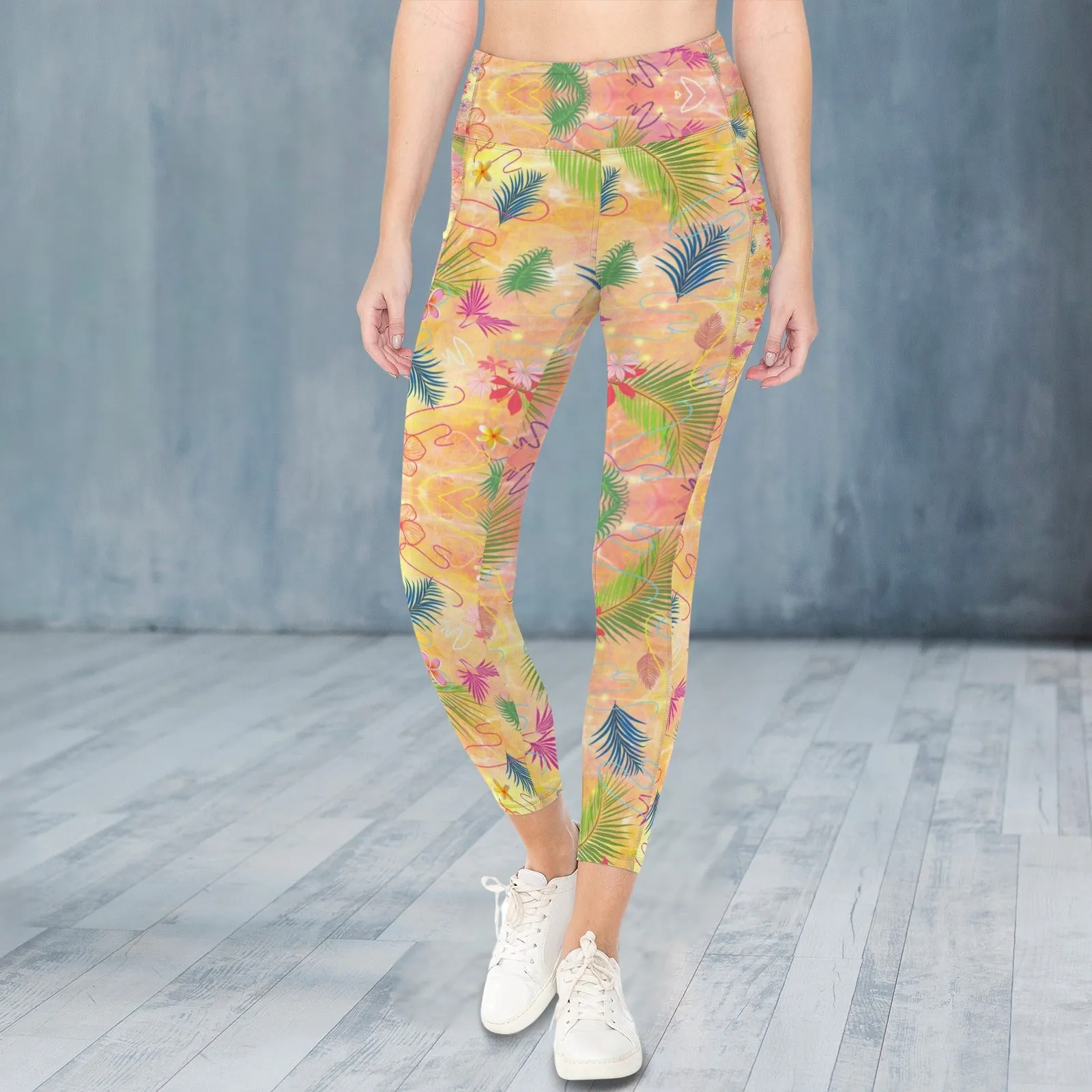 Hawaiian Gold Leggings with Pockets up to 5 XL (FWS)