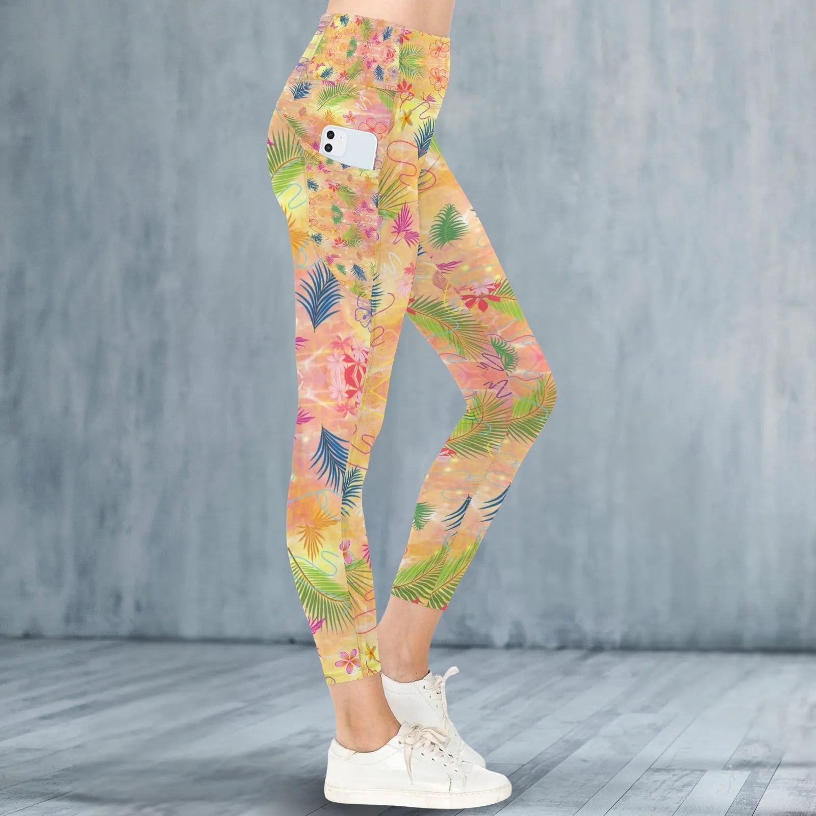 Hawaiian Gold Leggings with Pockets up to 5 XL (FWS)