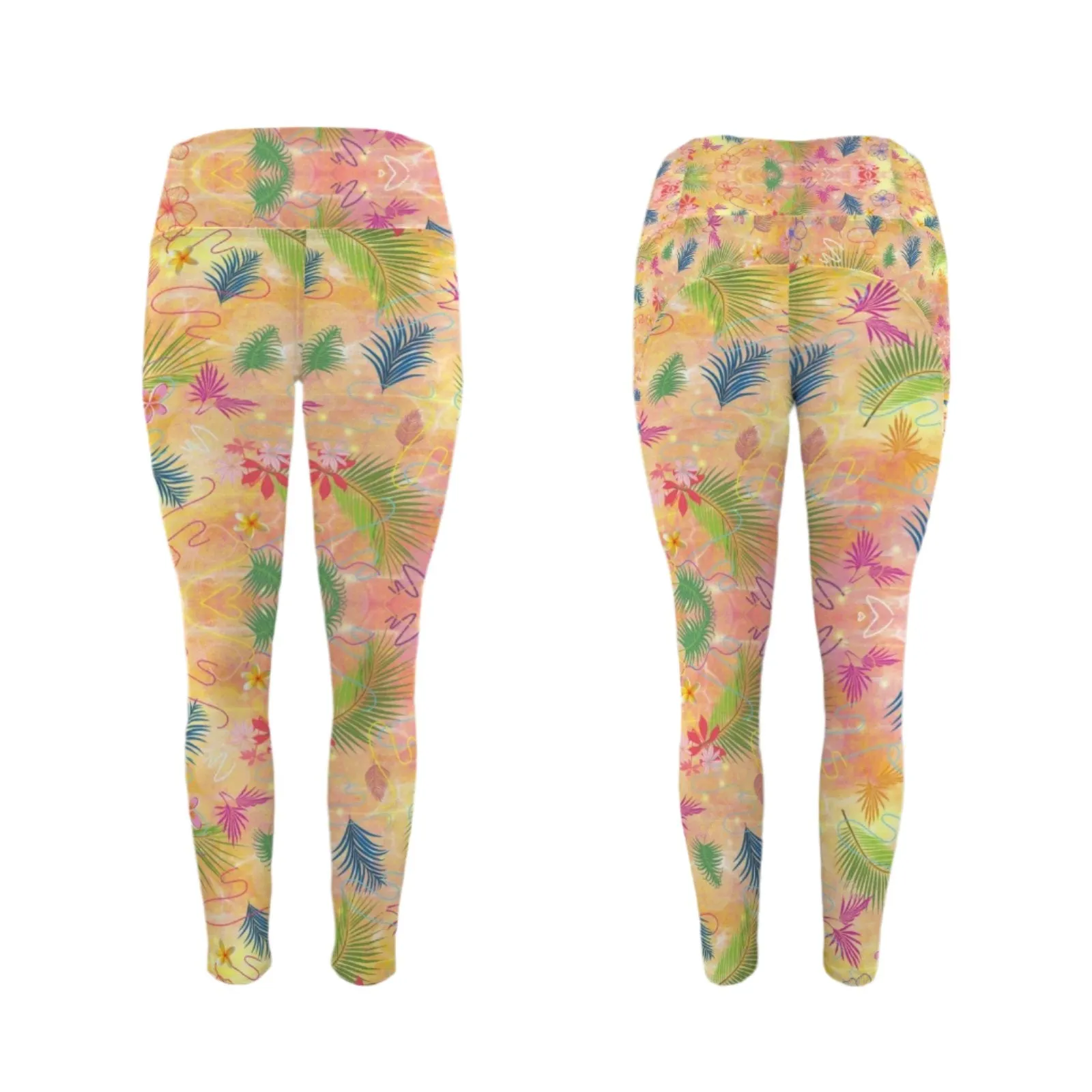 Hawaiian Gold Leggings with Pockets up to 5 XL (FWS)