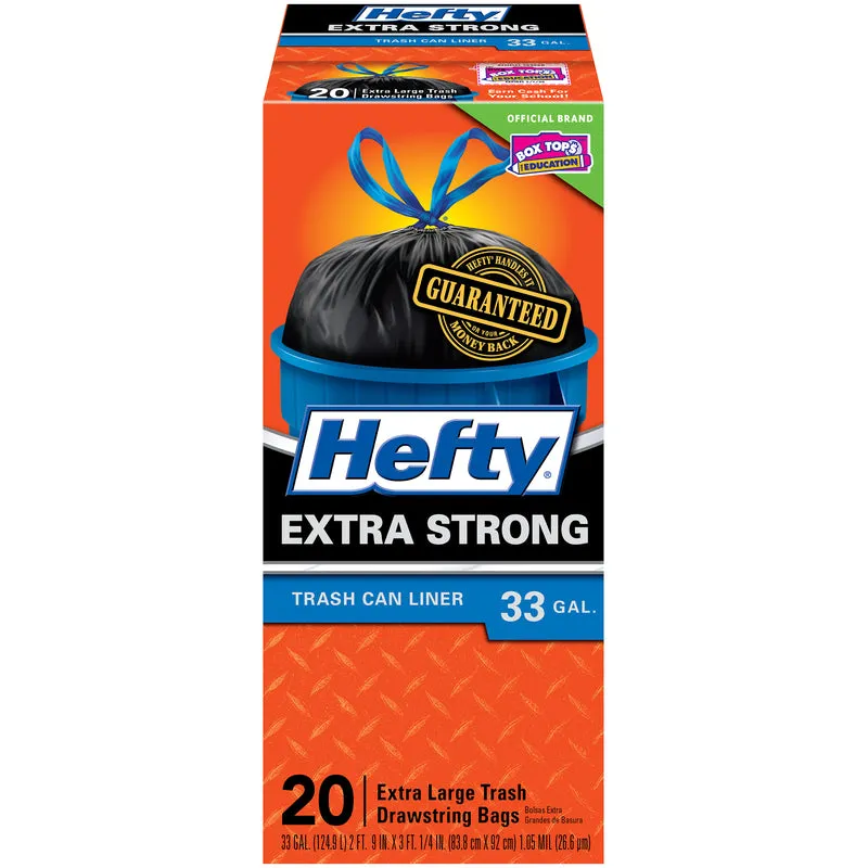 Hefty Extra Strong 33 gal Trash Bags Drawstring 20 pk 1.05 mil