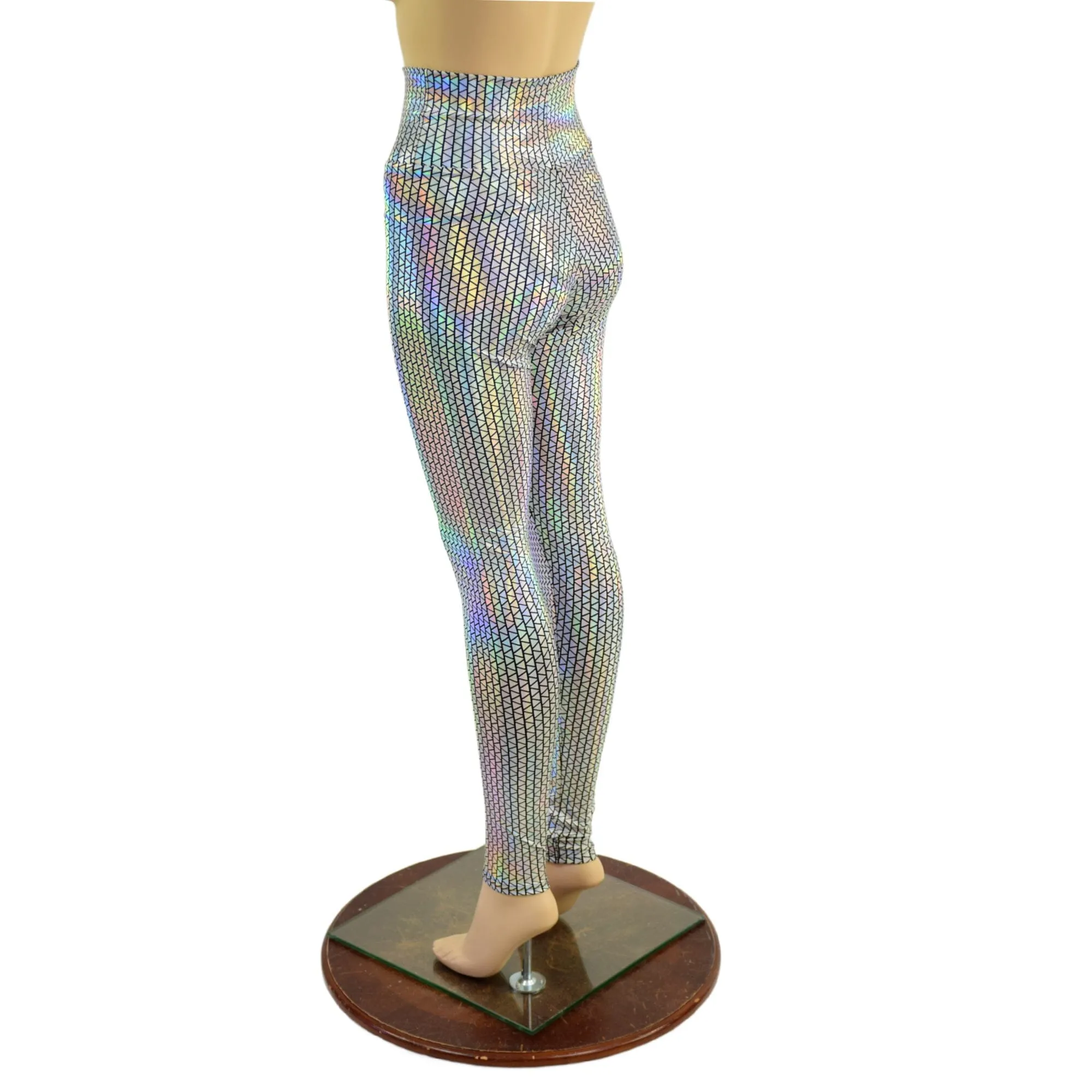 High Waist Leggings in Prism Holographic