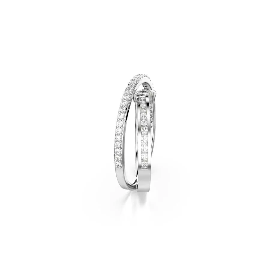 Hyperbola Rhodium Plated White Mixed Cuts Crystal Ring