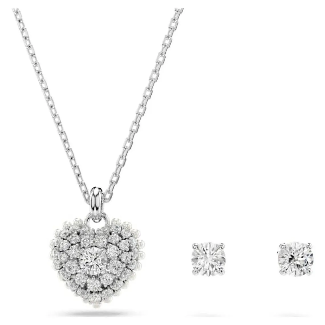 Hyperbola  White Heart Rhodium Plated Set 5684383