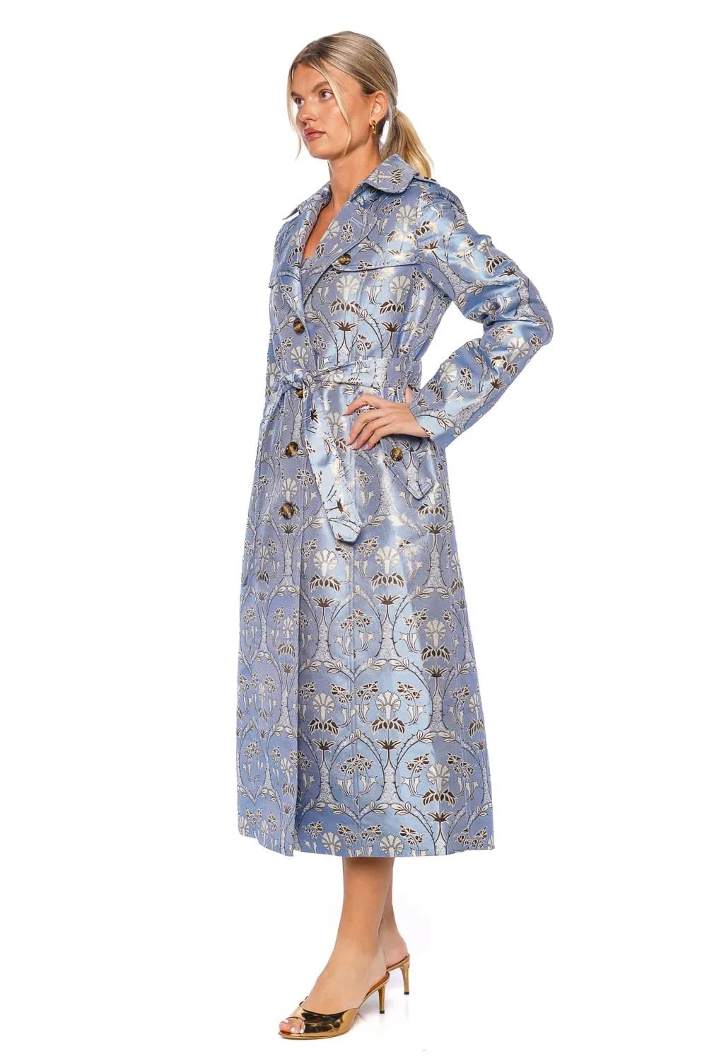 Karlie Arcadia Floral Jacquard Trench Coat