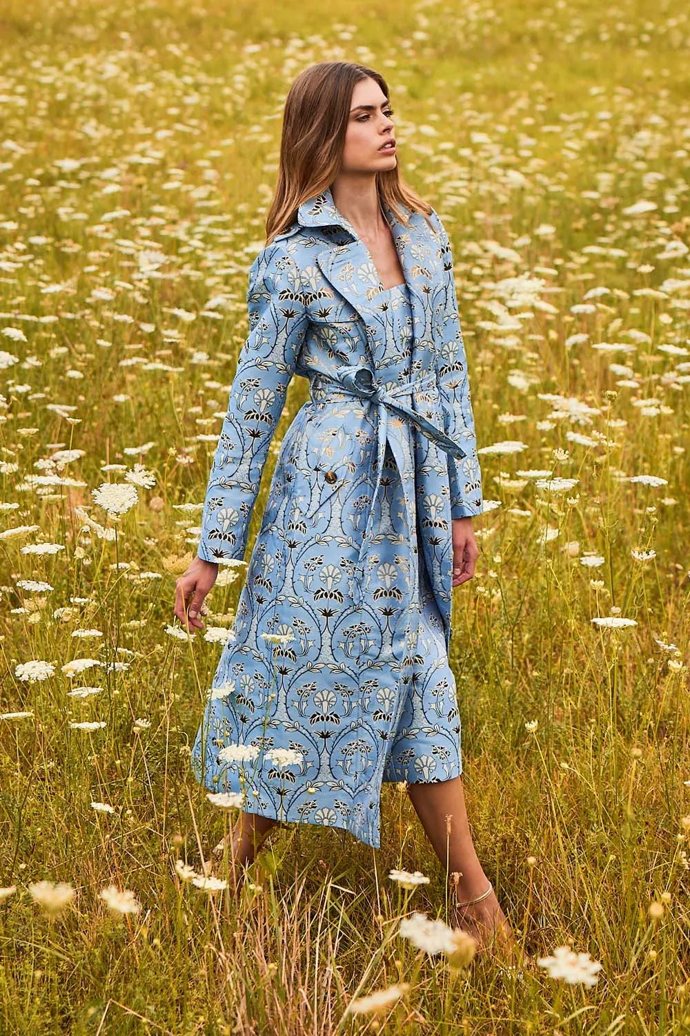 Karlie Arcadia Floral Jacquard Trench Coat