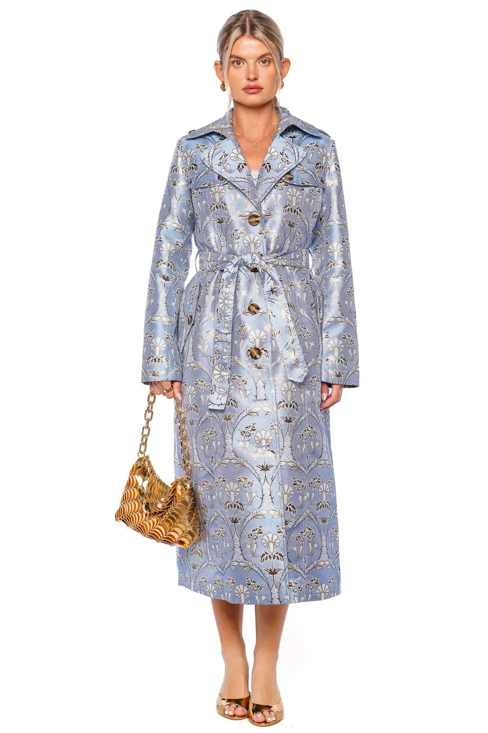 Karlie Arcadia Floral Jacquard Trench Coat