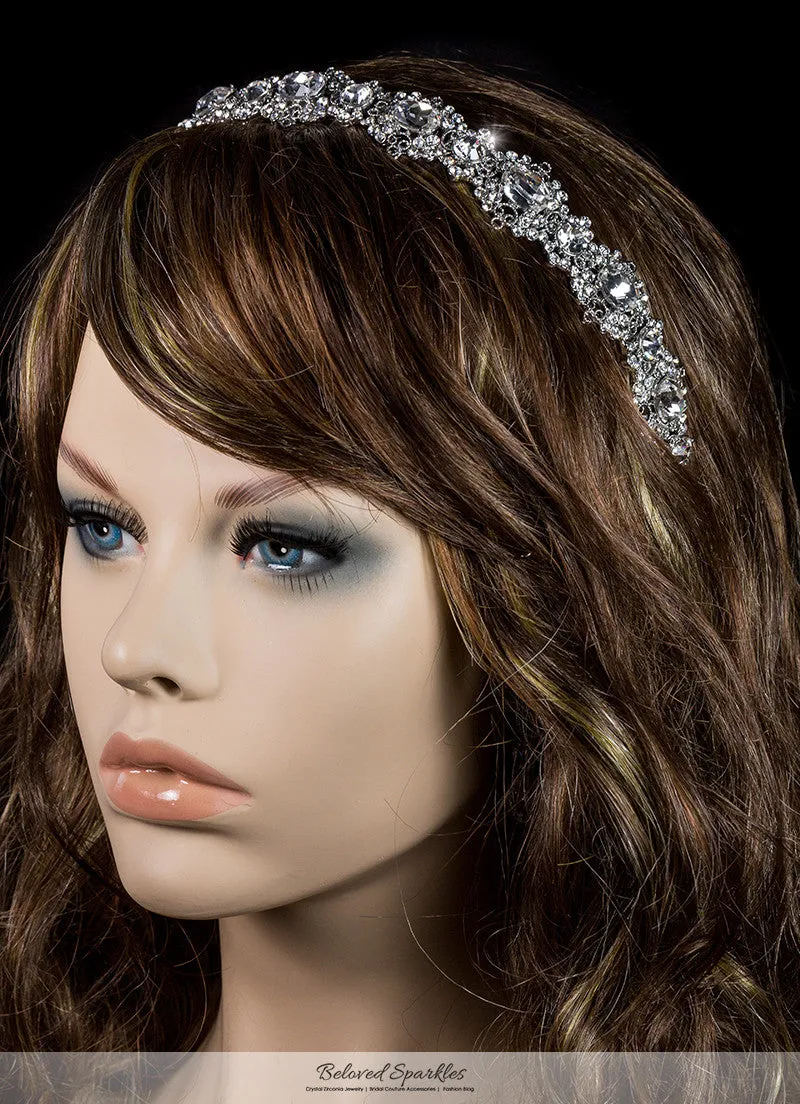 Kylie Oval Cluster Silver Headband | Swarovski Crystal