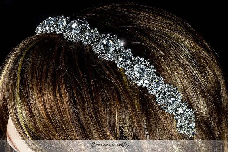 Kylie Oval Cluster Silver Headband | Swarovski Crystal