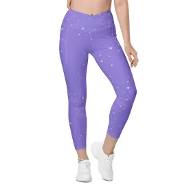 Lavender Star Crossover Leggings with Pockets, lioness-love