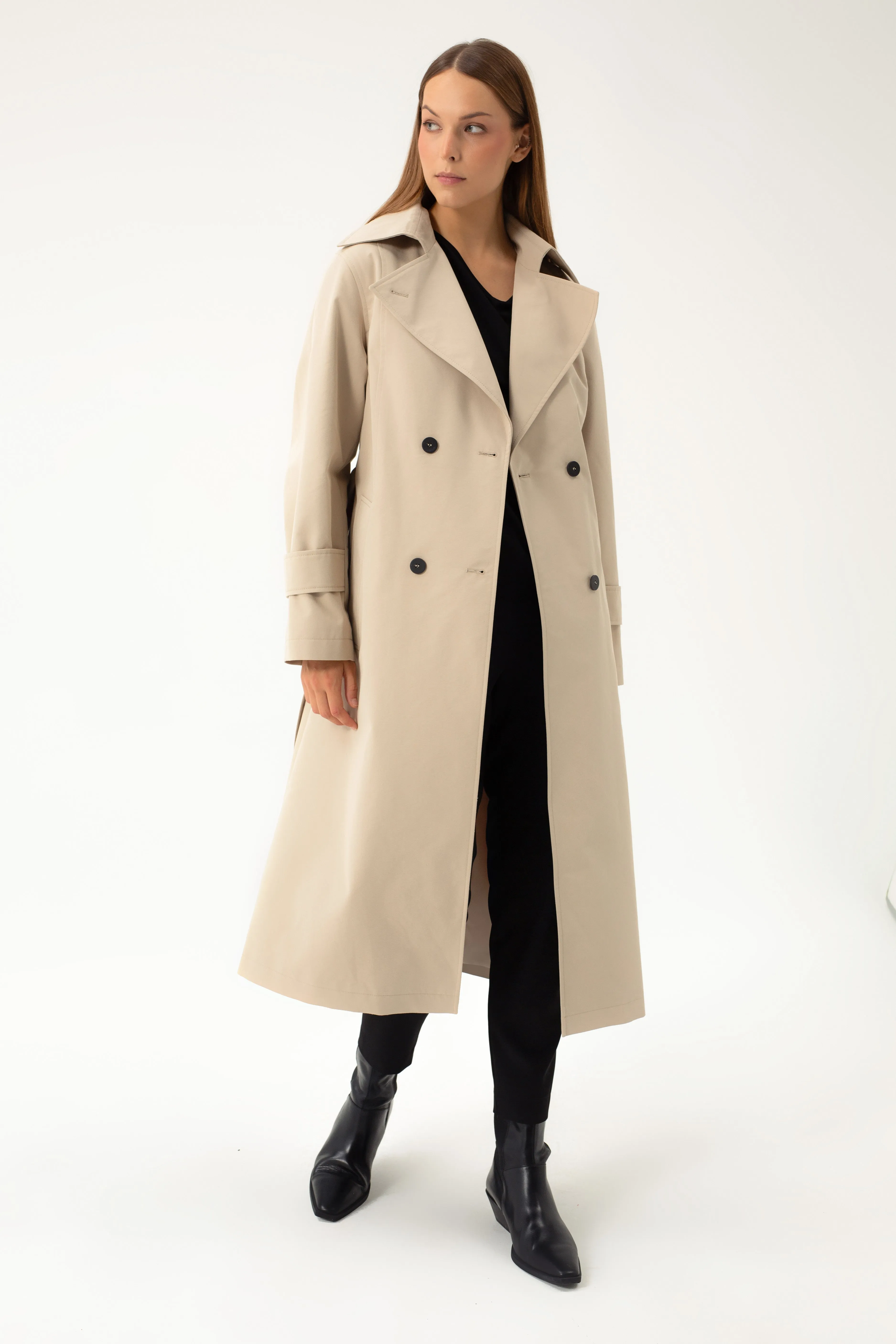 LONG BEIGE TRENCH COAT