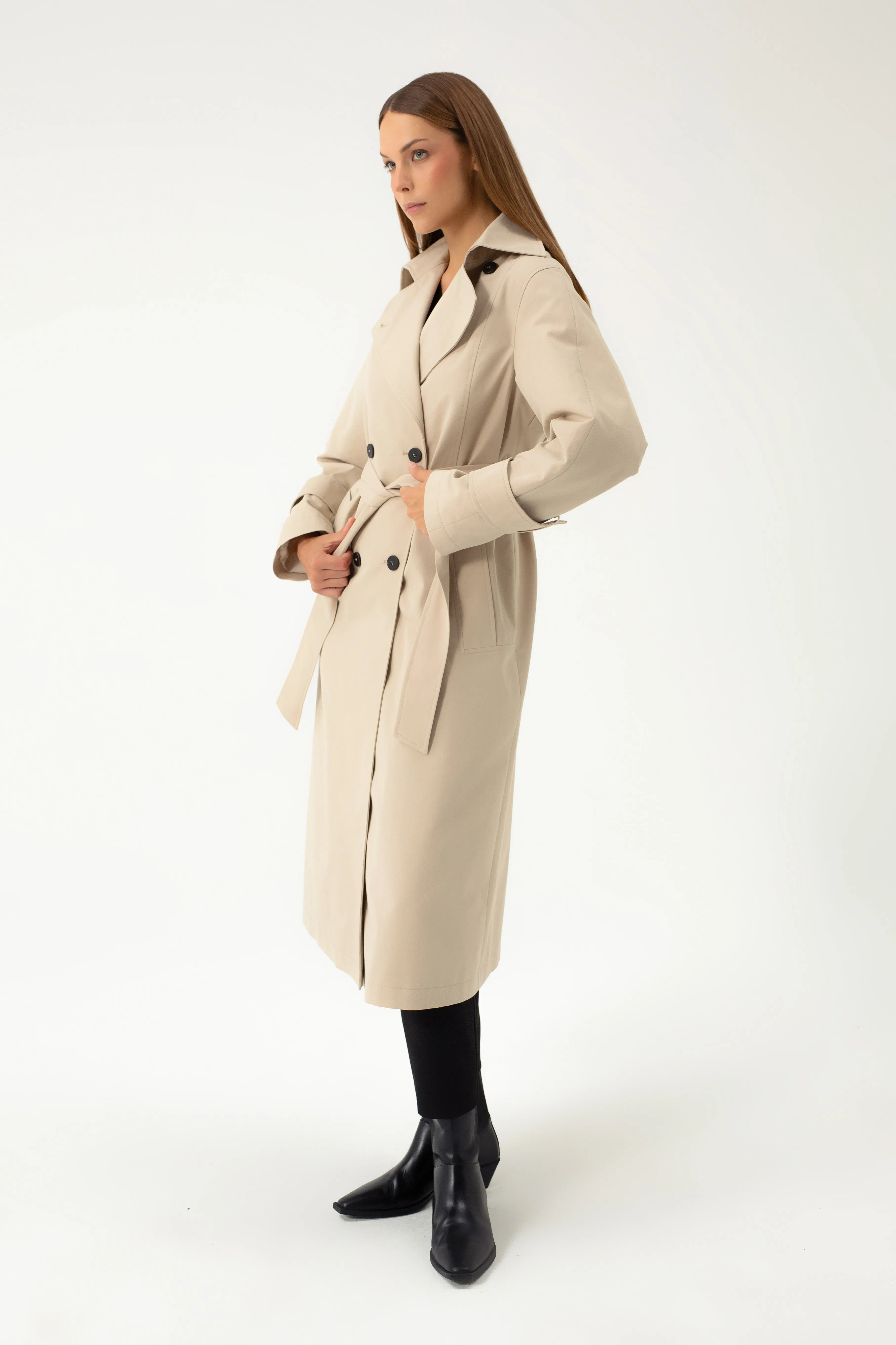 LONG BEIGE TRENCH COAT