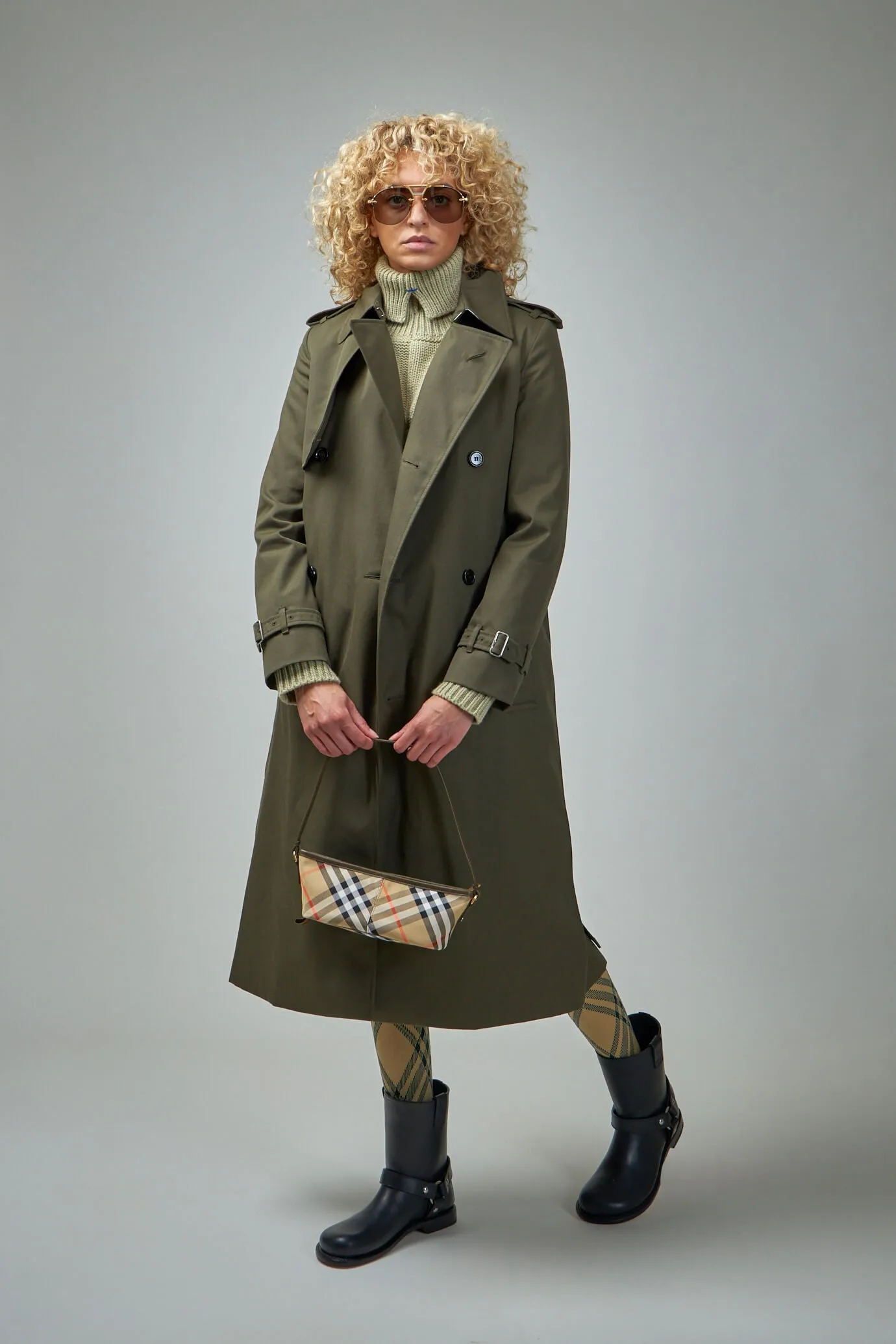 Long Cotton Blend Trench Coat