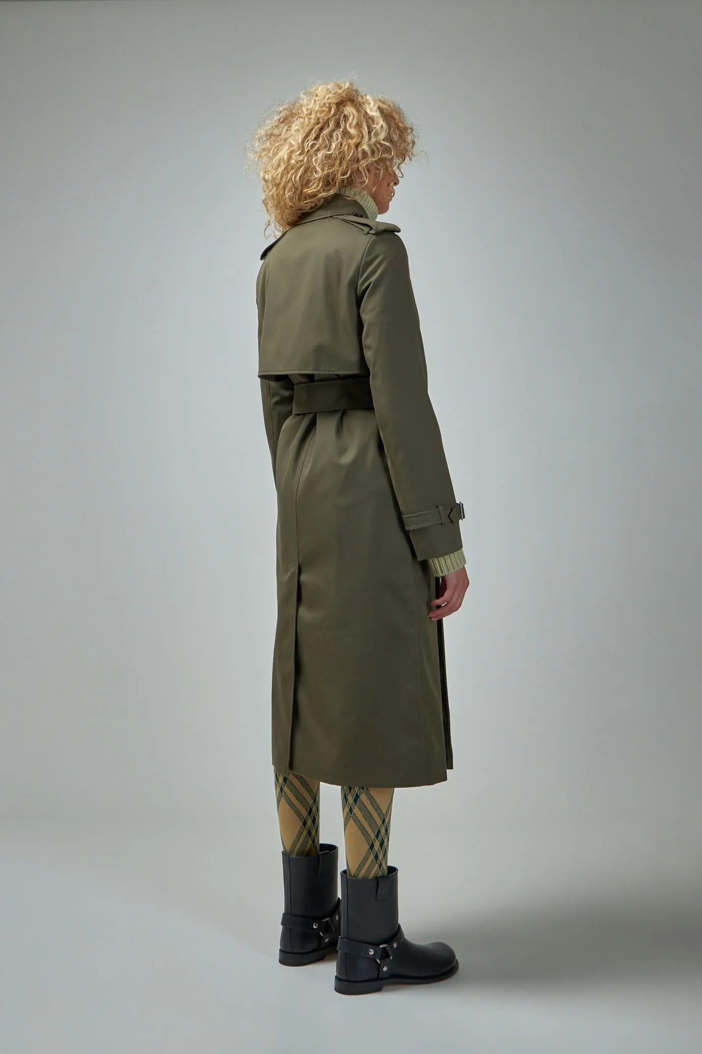 Long Cotton Blend Trench Coat