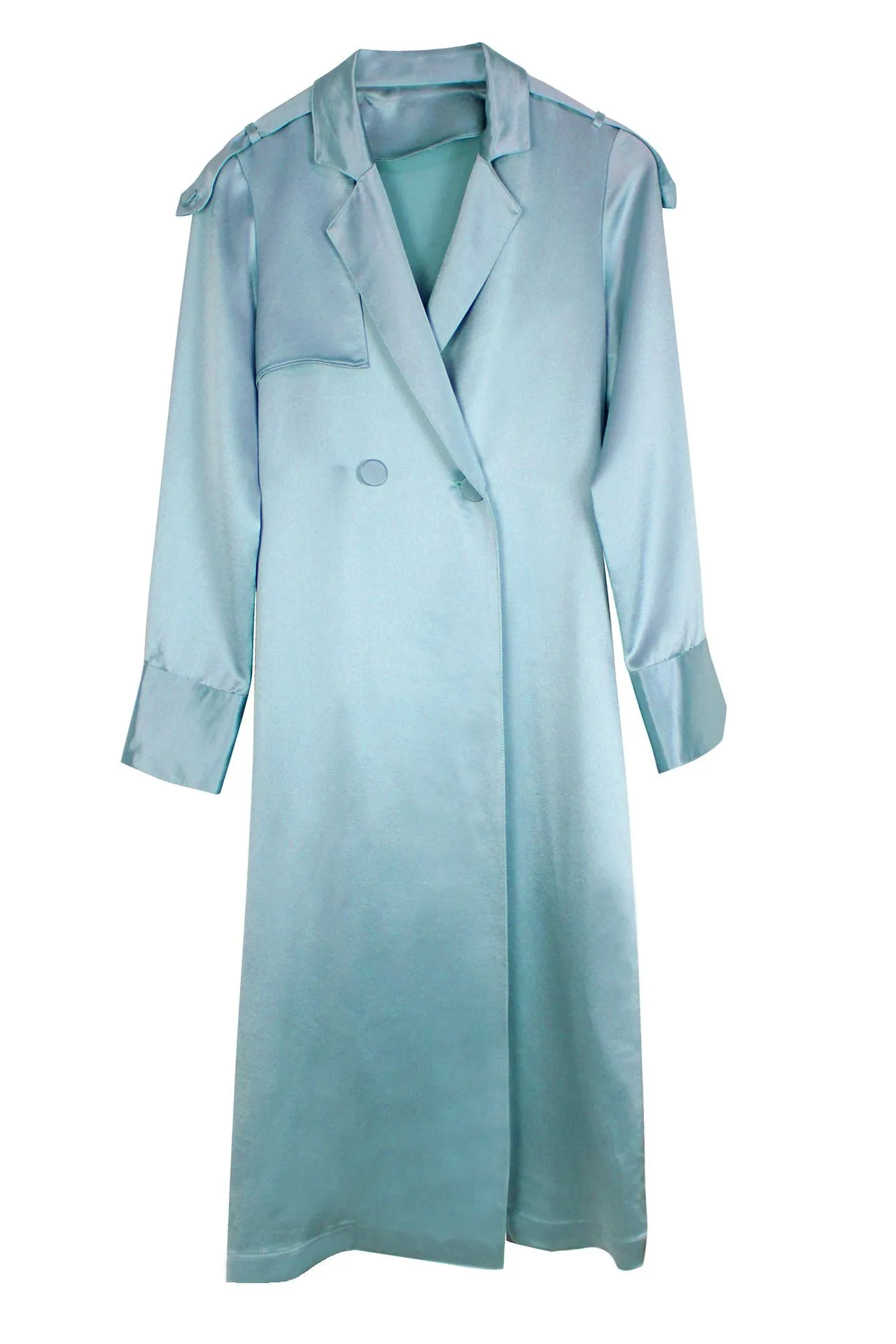 Long sleeves satin jacket In Aqua