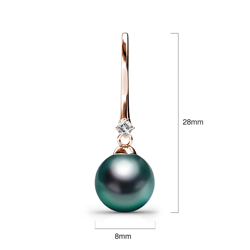 Magnificent Pearl Hook Earrings Embellished with SWAROVSKI Crystal Iridescent Tahitian Look Pearls