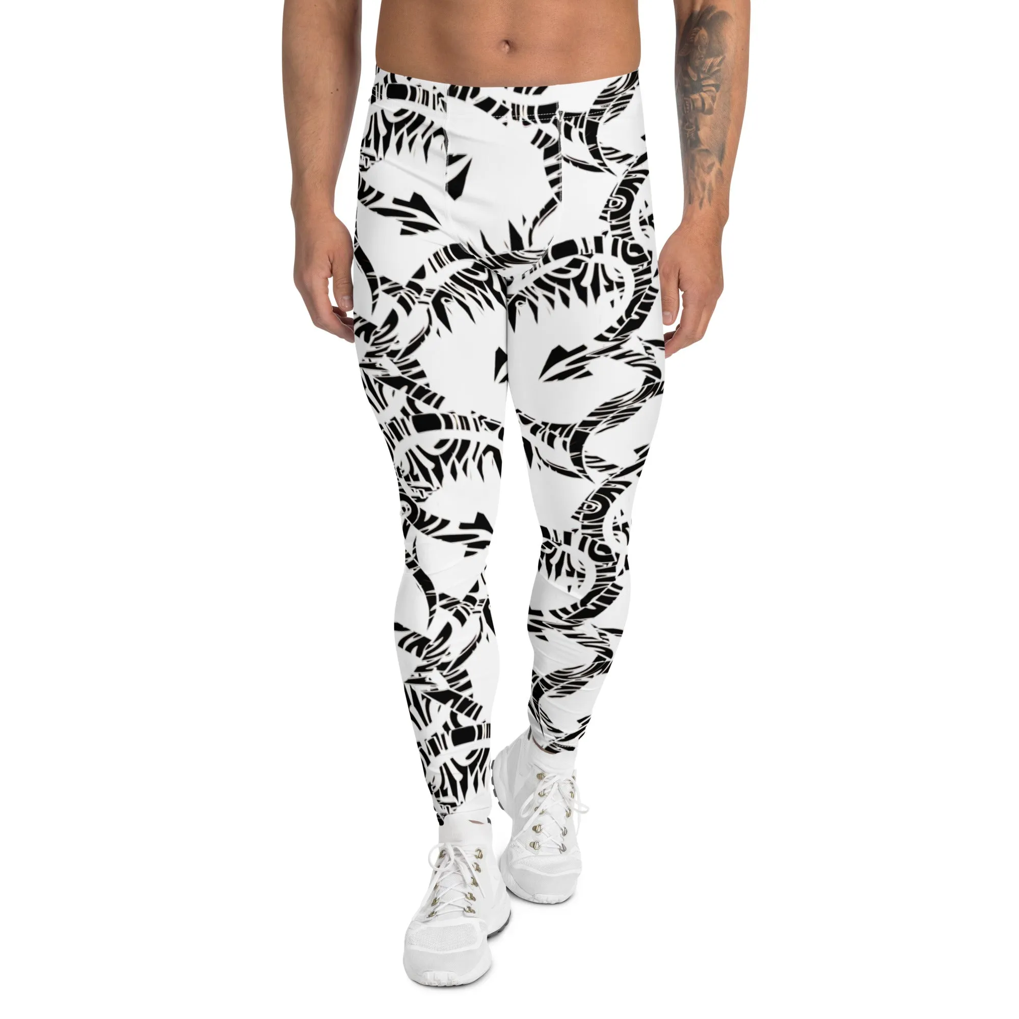 Men's Gym Leggings, Wrestling Tights, Gifts for Him, Yoga Leggings, Rave Pants, Festival Tights, Black, White