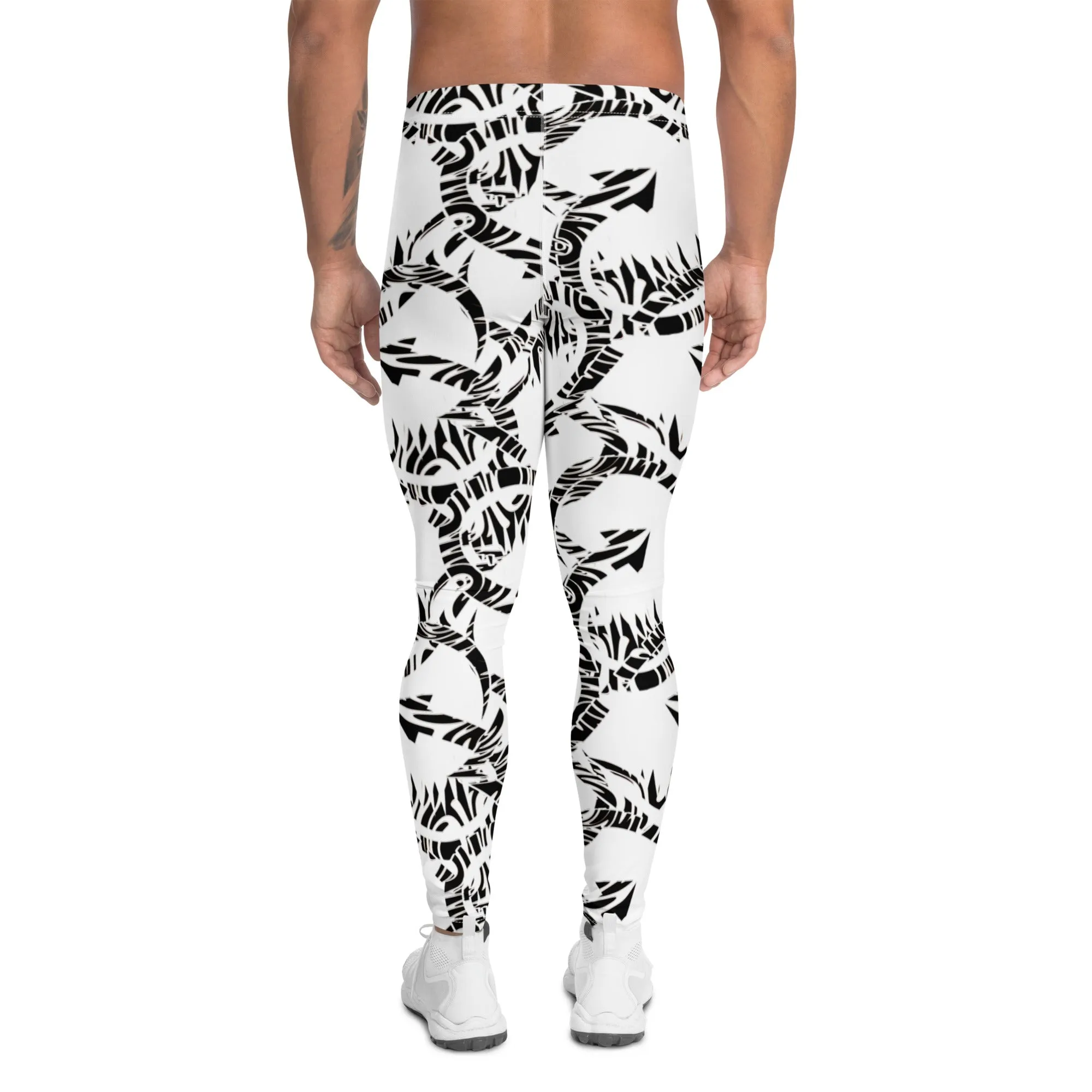 Men's Gym Leggings, Wrestling Tights, Gifts for Him, Yoga Leggings, Rave Pants, Festival Tights, Black, White