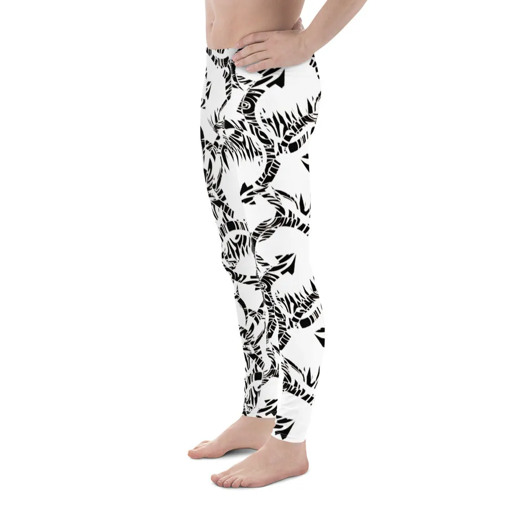 Men's Gym Leggings, Wrestling Tights, Gifts for Him, Yoga Leggings, Rave Pants, Festival Tights, Black, White