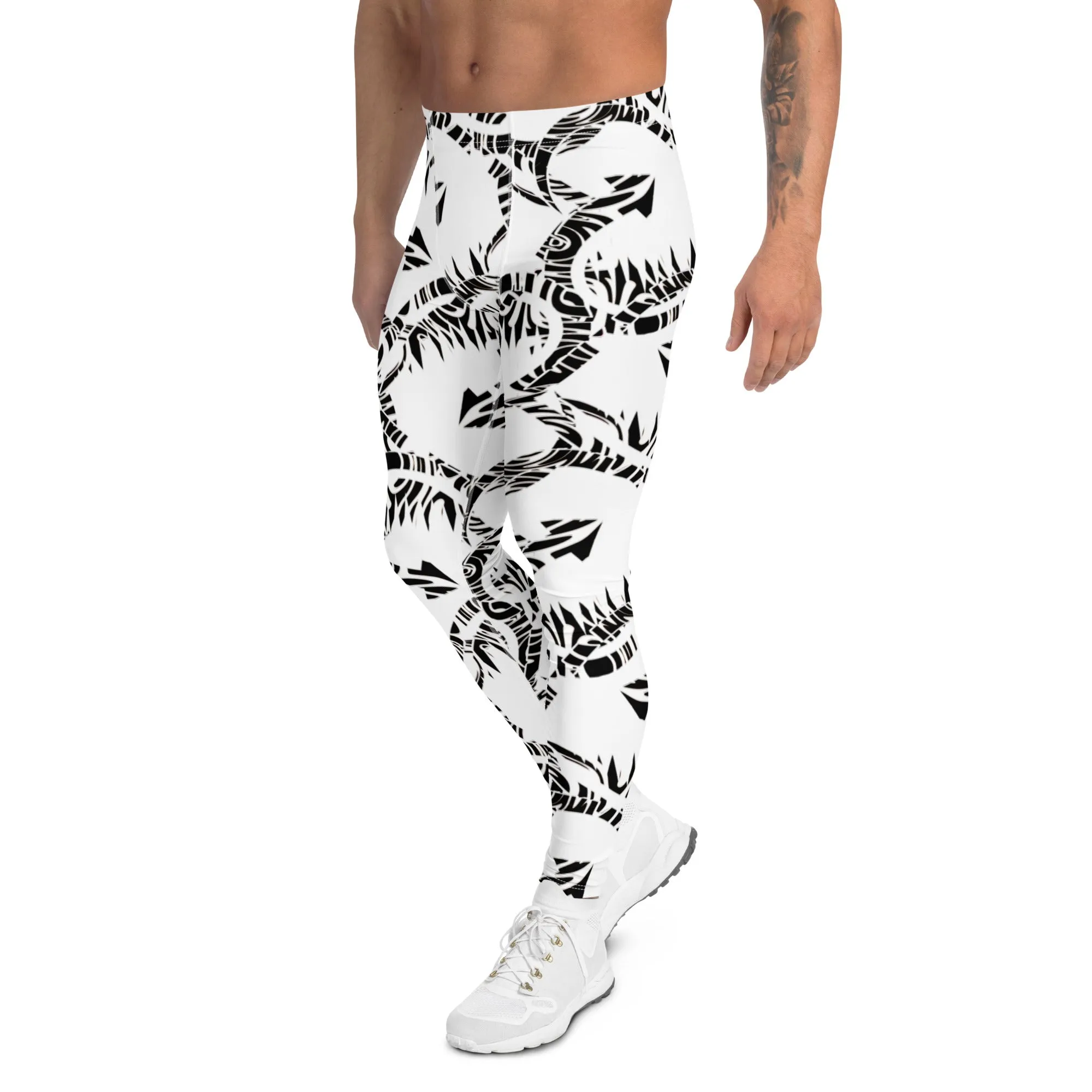 Men's Gym Leggings, Wrestling Tights, Gifts for Him, Yoga Leggings, Rave Pants, Festival Tights, Black, White