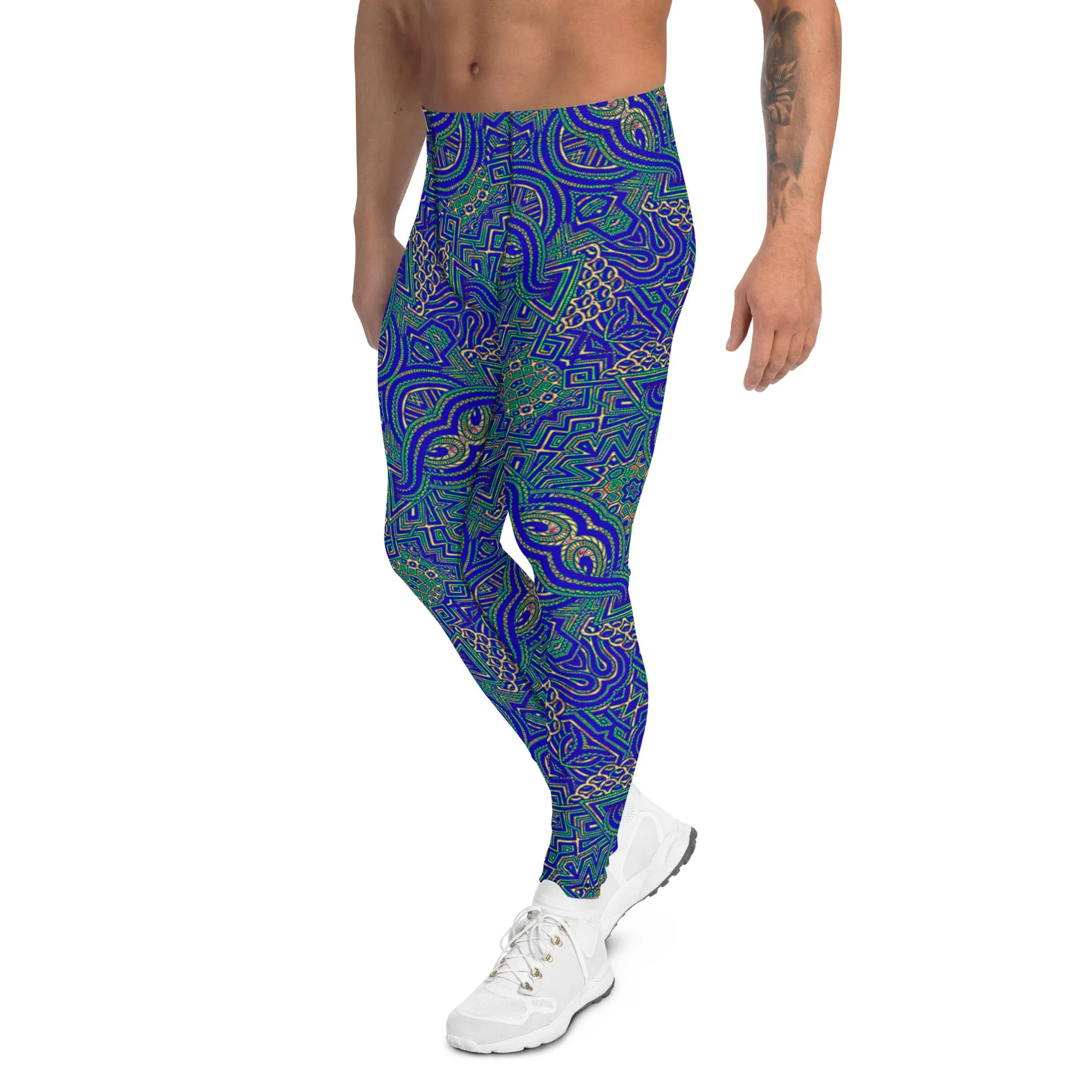 Men's Leggings, Ecstatic Dance, Festival Tights, Rave, Gym Leggings, Trippy Leggings, Wrestling, Yoga