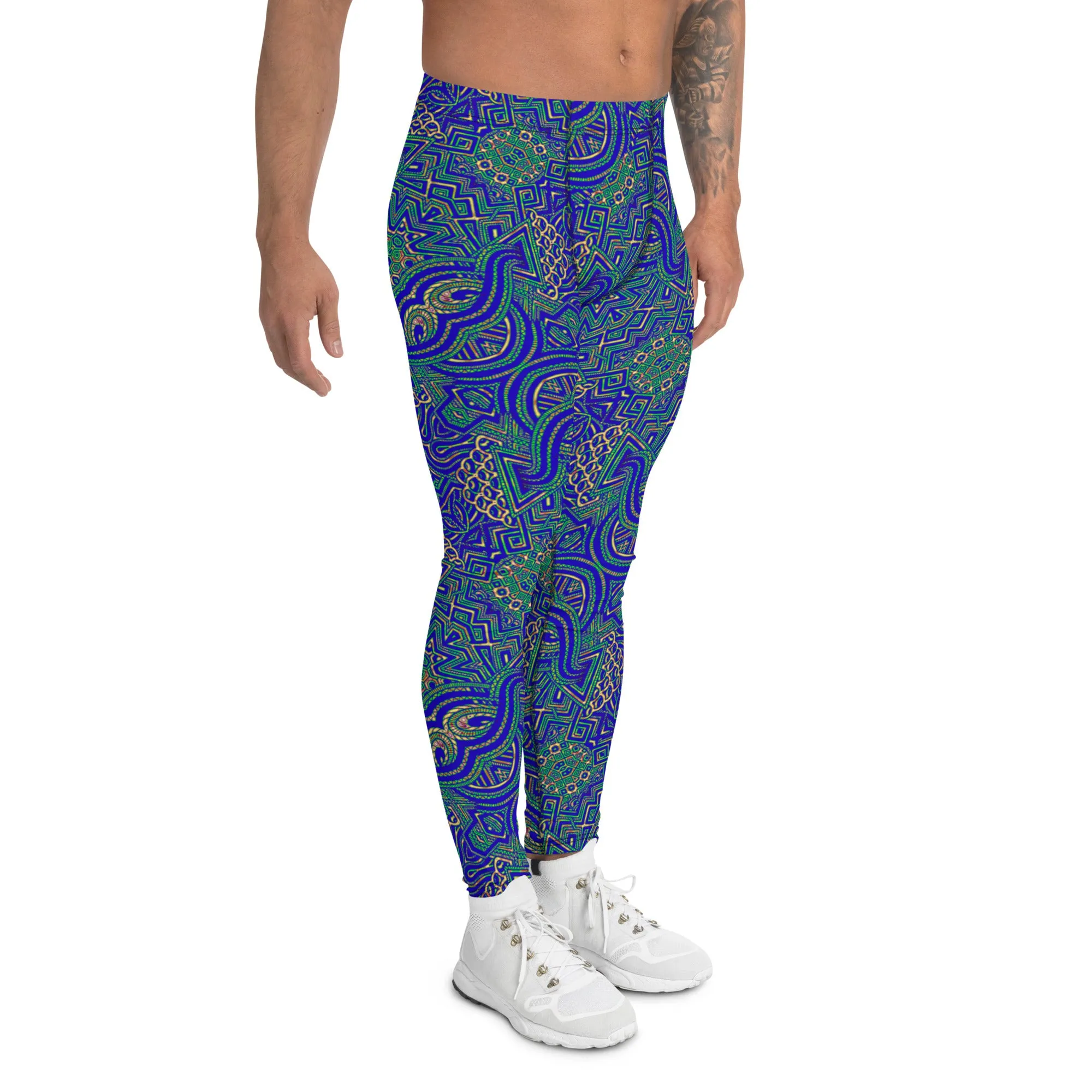 Men's Leggings, Ecstatic Dance, Festival Tights, Rave, Gym Leggings, Trippy Leggings, Wrestling, Yoga