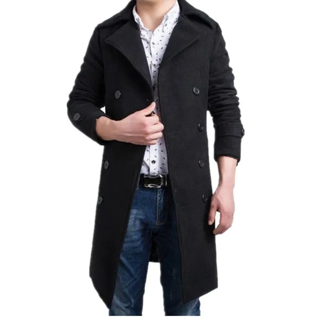 Mens Trench Coat 2018 New Fashion Designer Men Long Coat Autumn Winter Double-breasted Windproof Slim Trench Coat Men Plus Size