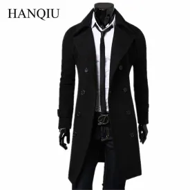 Mens Trench Coat 2018 New Fashion Designer Men Long Coat Autumn Winter Double-breasted Windproof Slim Trench Coat Men Plus Size