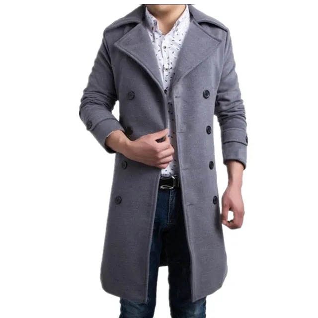 Mens Trench Coat 2018 New Fashion Designer Men Long Coat Autumn Winter Double-breasted Windproof Slim Trench Coat Men Plus Size