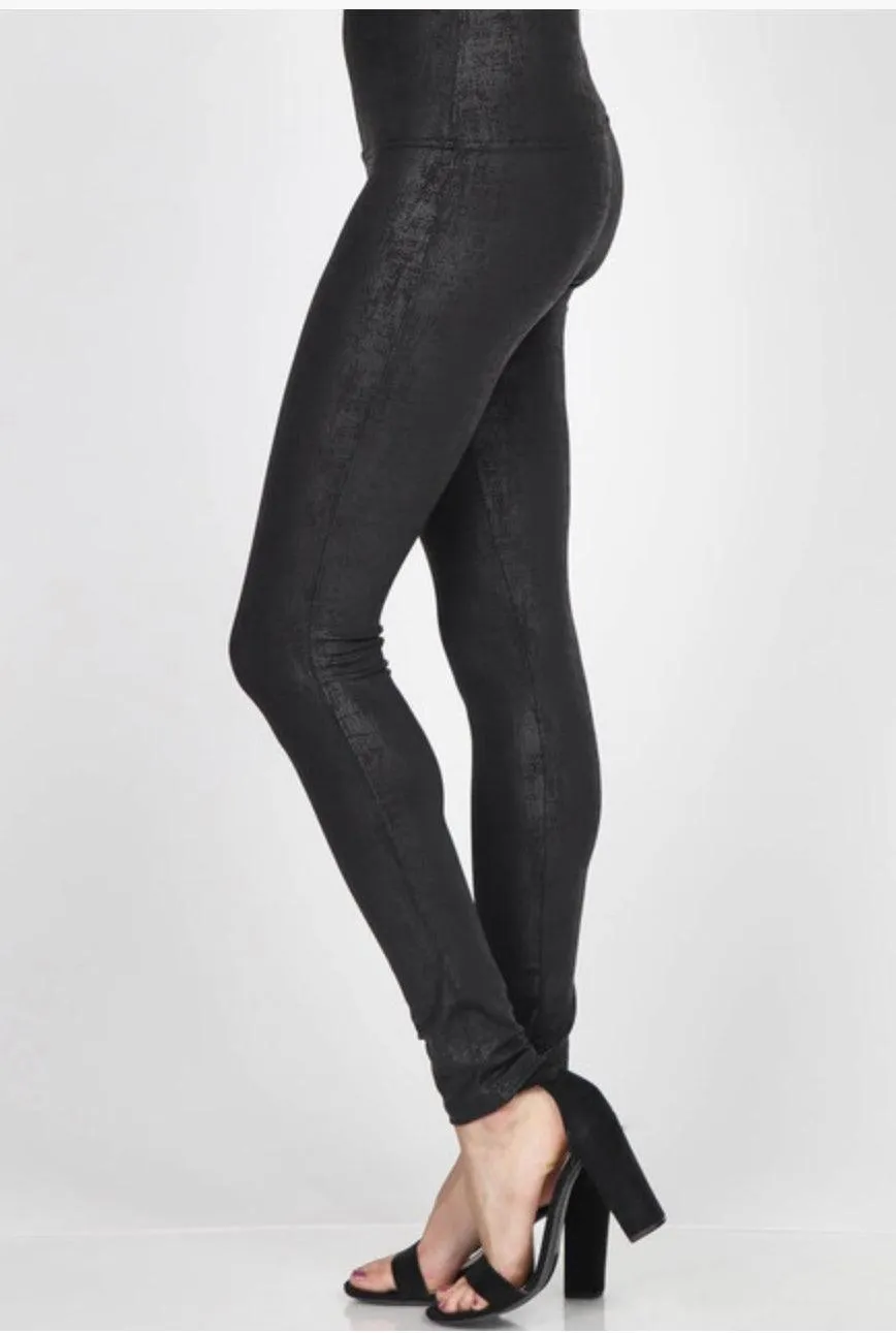 M.Rena Full Length High Waist Antiqued Faux Leather Leggings