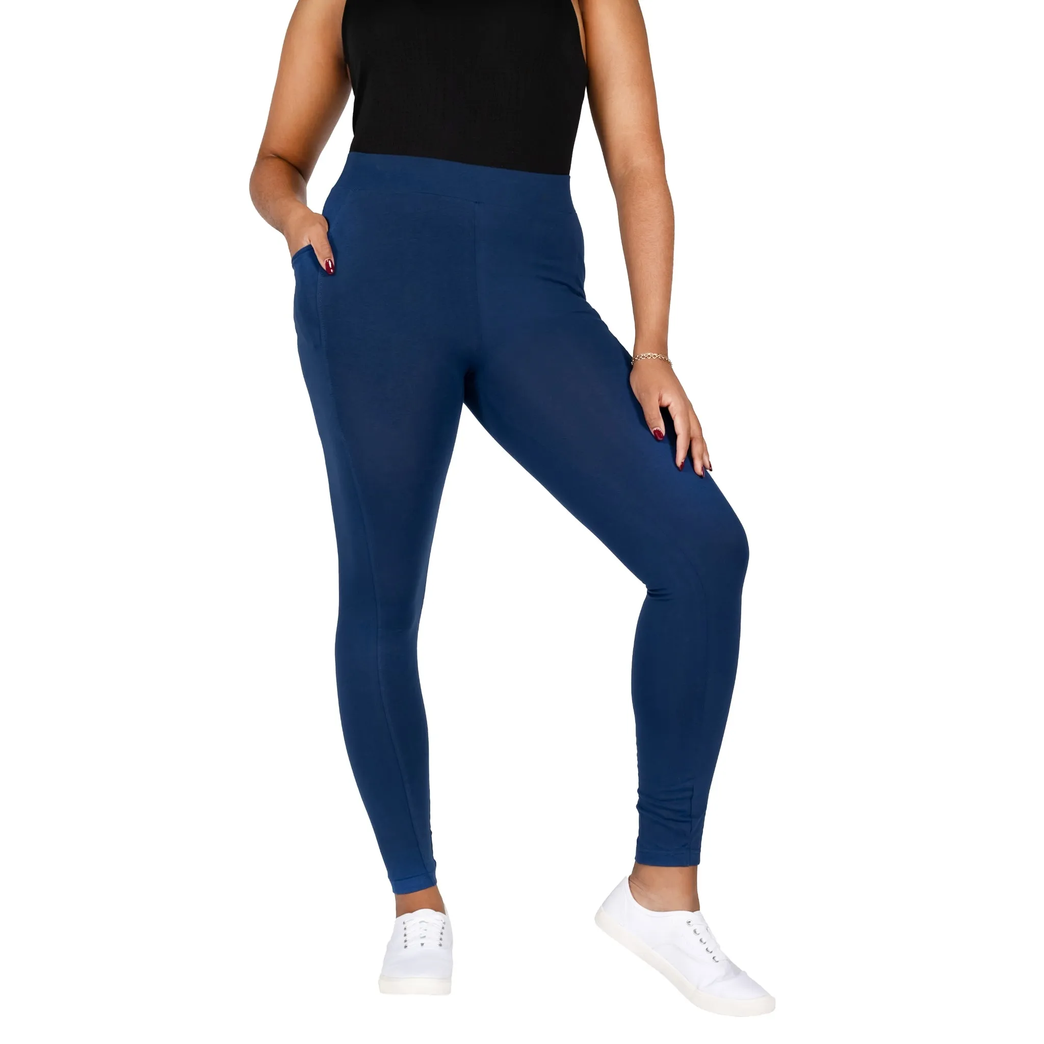 Navy Blue Adults Leggings with Pockets