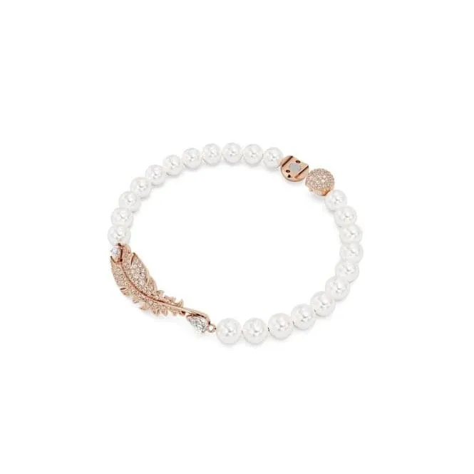 Nice White Rose Gold-tone Plated Feather Bracelet