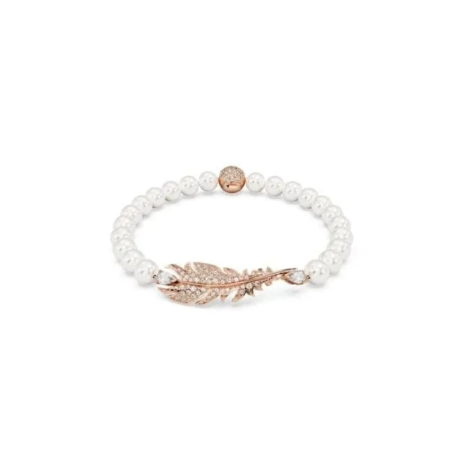 Nice White Rose Gold-tone Plated Feather Bracelet