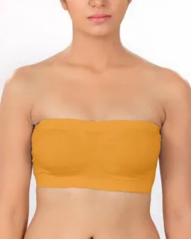 Orange Strapless Sports Bra - Soft & Non Padded Bra