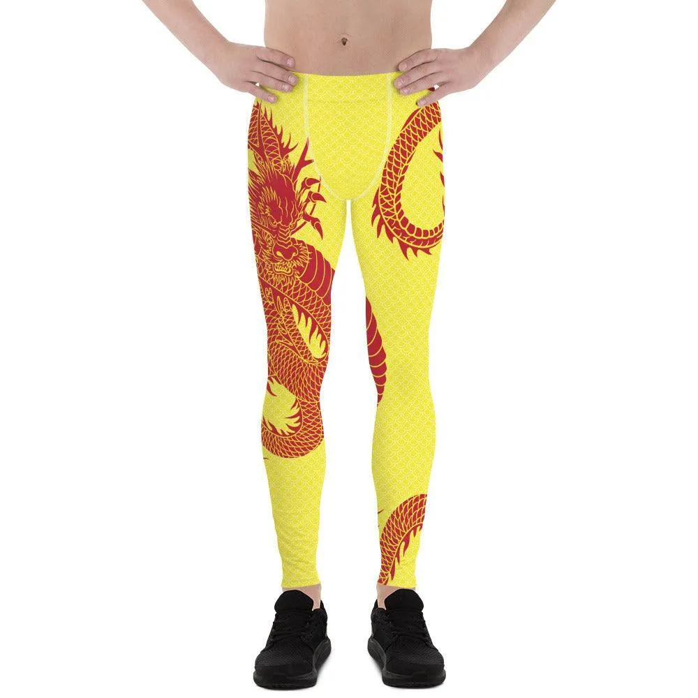 Red Dragon Yellow Leggings for Men