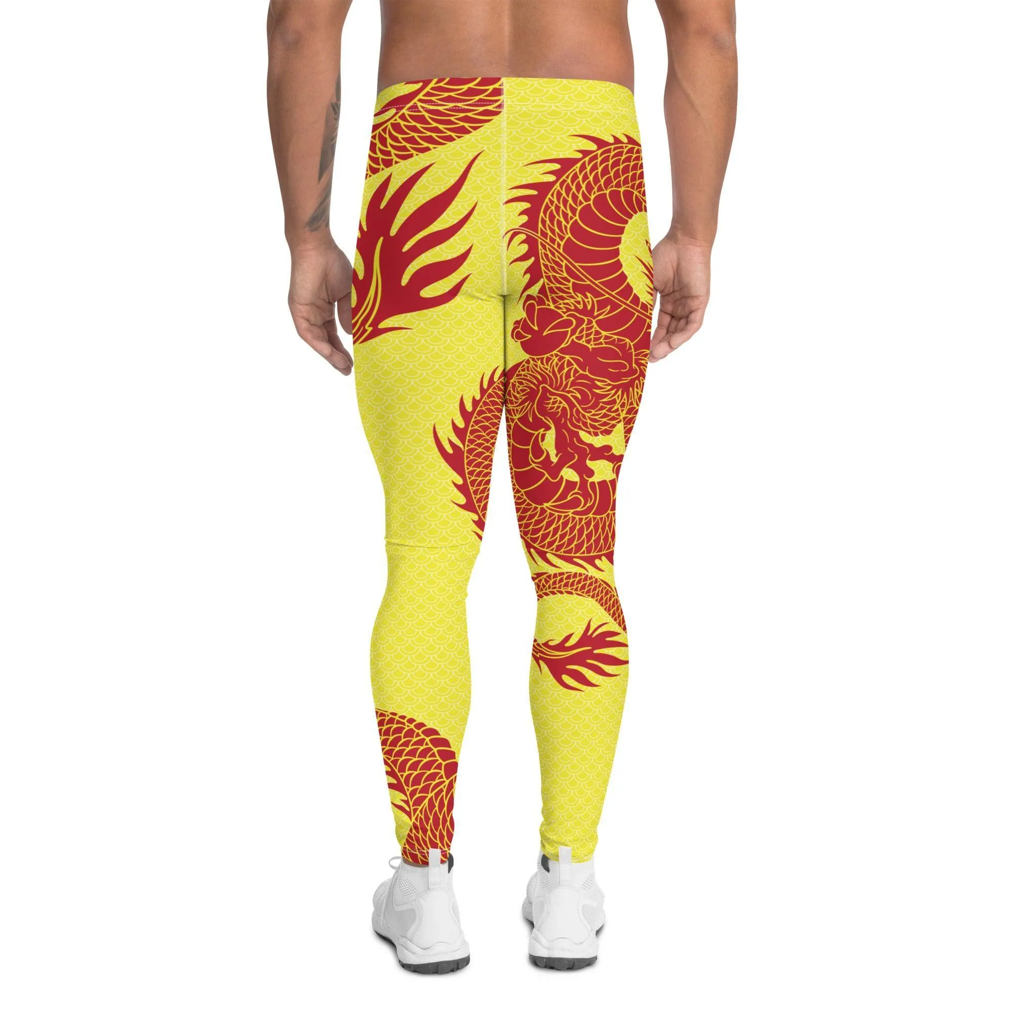 Red Dragon Yellow Leggings for Men