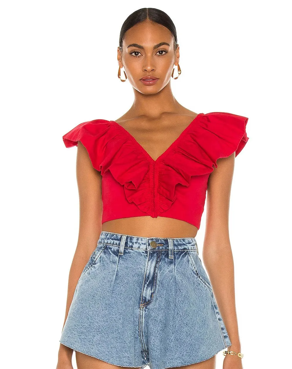 Red Ruffle Crop Top