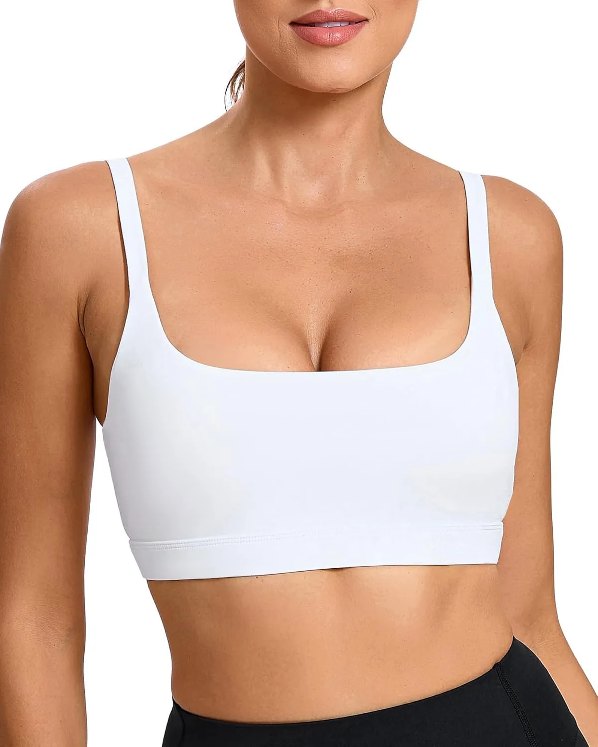 RUNNING GIRL Sports Bras for Women,Square Neck Sports Bra High Support Padded Sports Bra with with Removable Pads