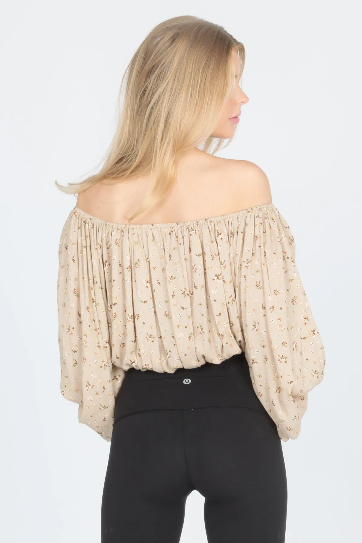 Scoop Neck Balloon Sleeve Blouse Off Shoulder Top