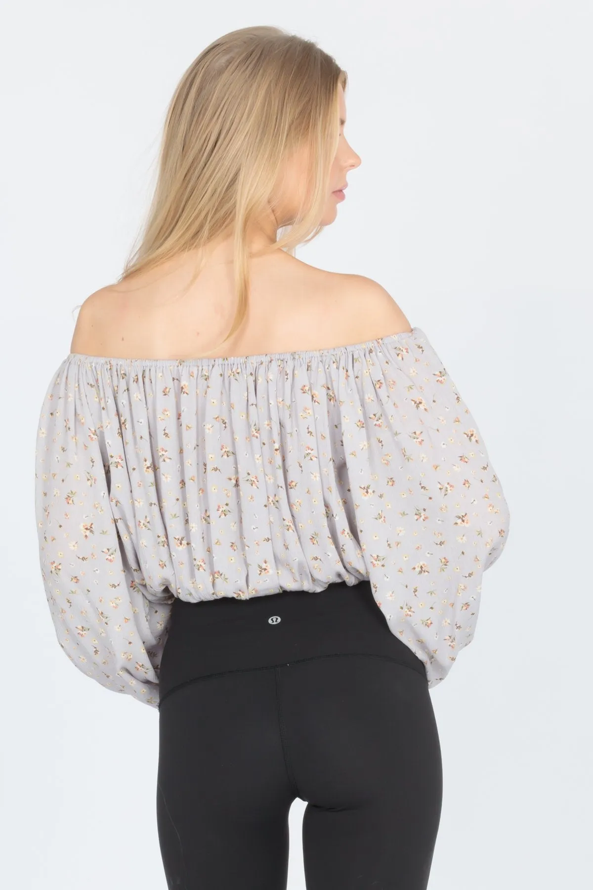 Scoop Neck Balloon Sleeve Blouse Off Shoulder Top