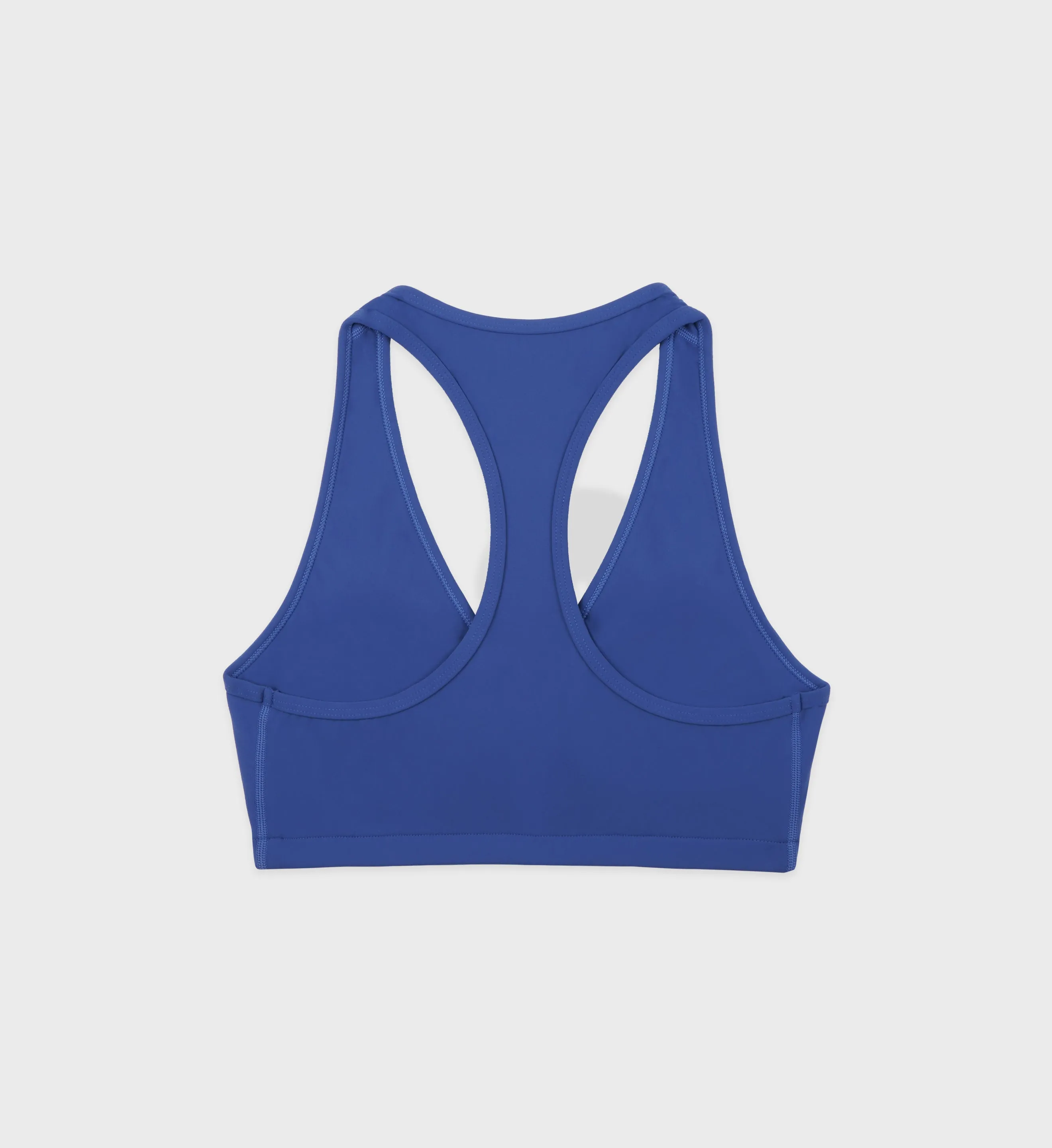 Serif Logo V-Neck Sports Bra - Imperial Blue/White