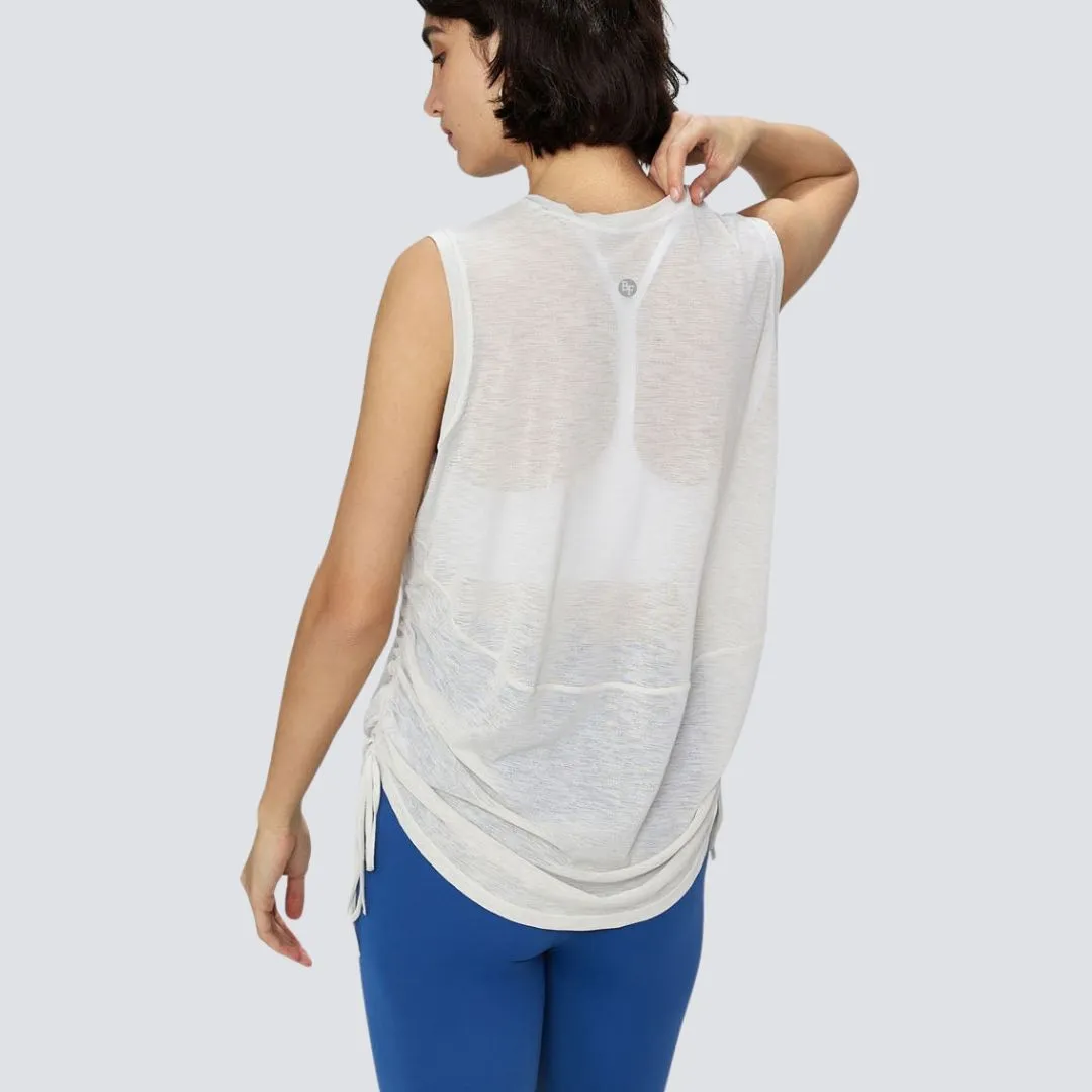 Sheer Sleeveless Cover T-Shirt - Ivory White