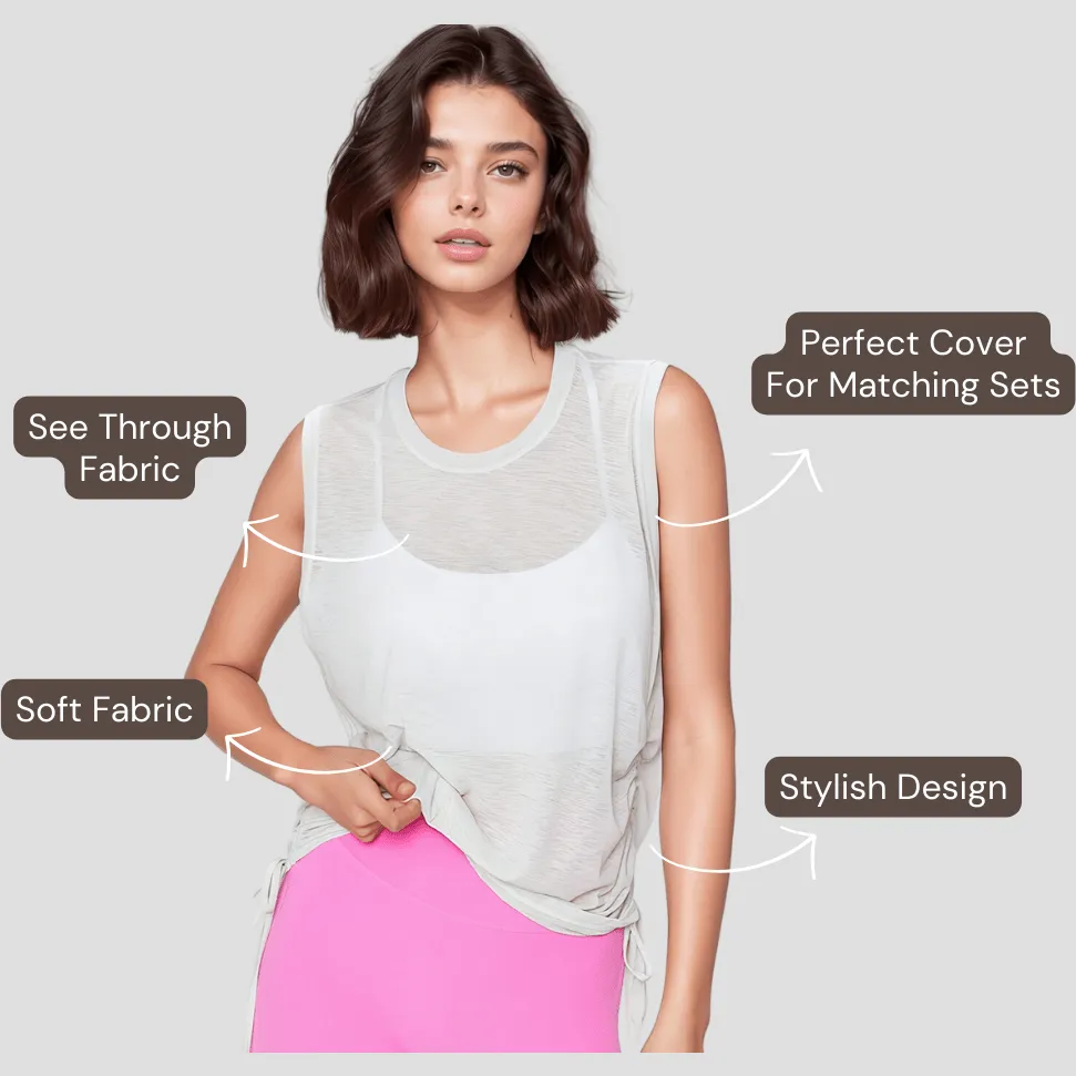 Sheer Sleeveless Cover T-Shirt - Ivory White