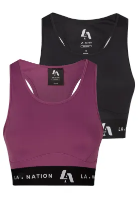 Signature Padded Sports Bra Multi-Pack: Black Purple