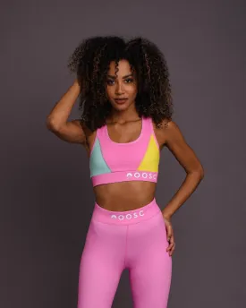 So Fetch Pink Medium Support Crossback Sports Bra