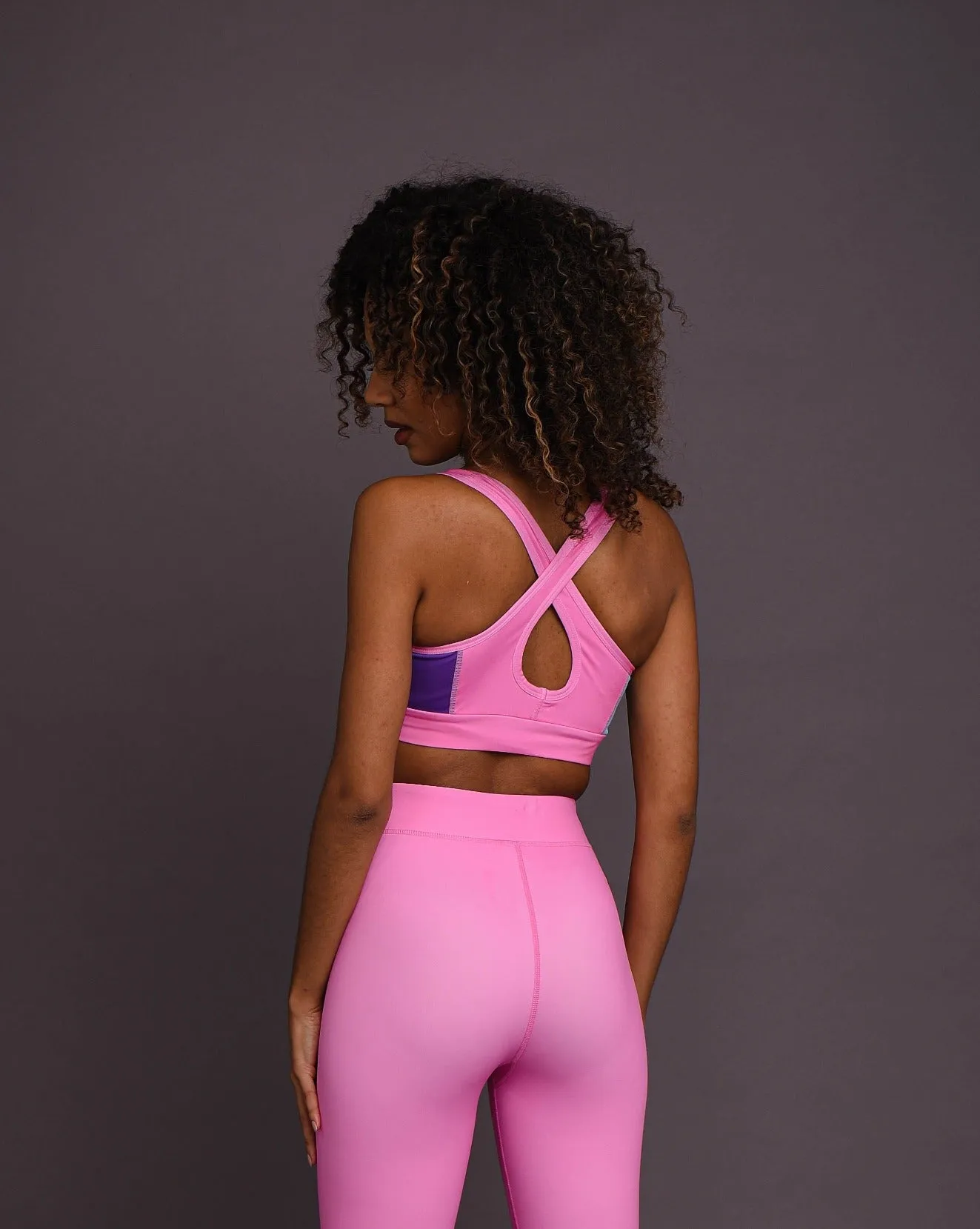 So Fetch Pink Medium Support Crossback Sports Bra