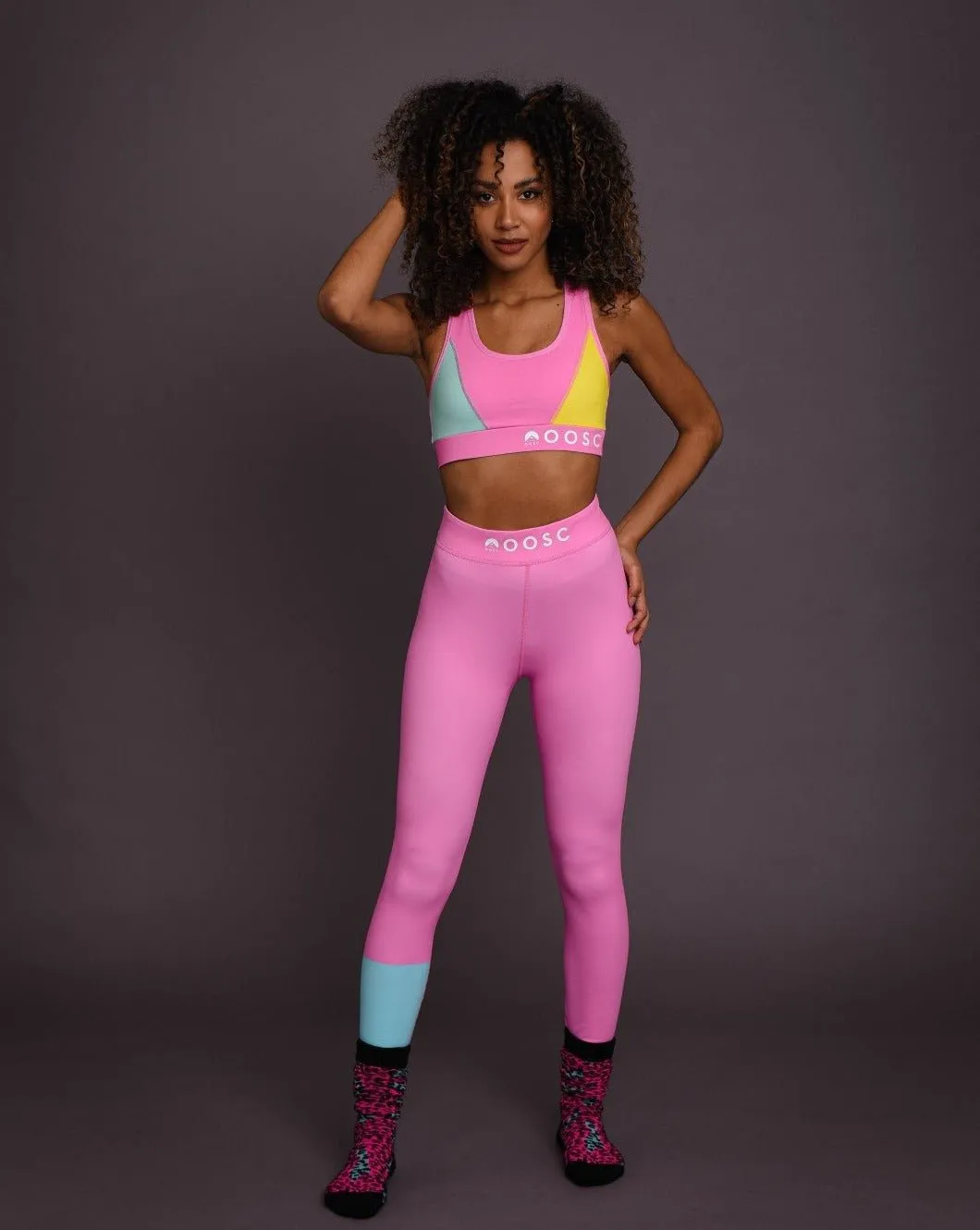 So Fetch Pink Medium Support Crossback Sports Bra