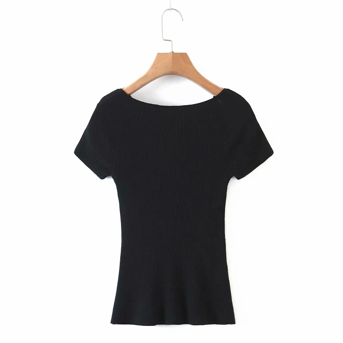 Square Neck Women Short Sleeve Tops Blouse